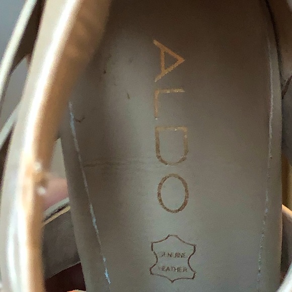 NWOT Aldo Nude Leather Tie Up Cage Heels - Picture 6 of 11